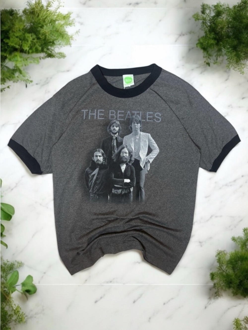 The Beatles Graphic Ringer Tee Gray Black Band T-Shirt Size L